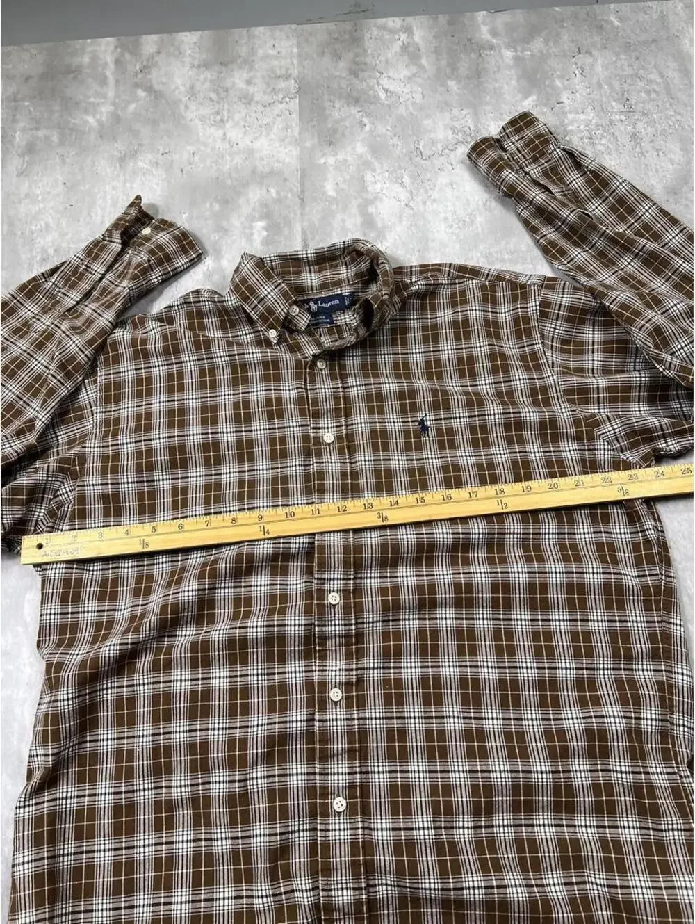 Plaid Button Up Shirt Brown Ralph Lauren Blaire Oxford Preppy Quiet Luxury